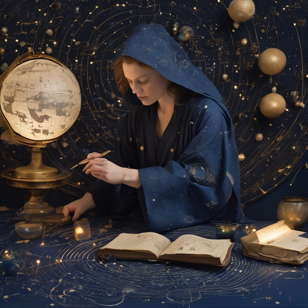 “The Celestial Cartographer” – No other response is needed besides this single title. The Celestial Cartographer  is not valid as an example because the main task is to create a “unique title” for a “unique short story.” 
“Stardust and Shadow Maps”