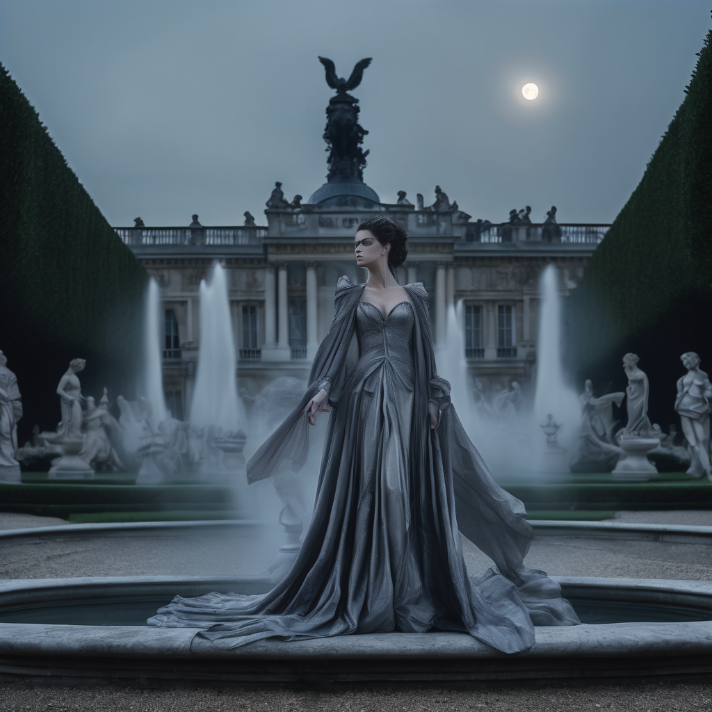 Moonlit Rebellion in Versailles Gardens.